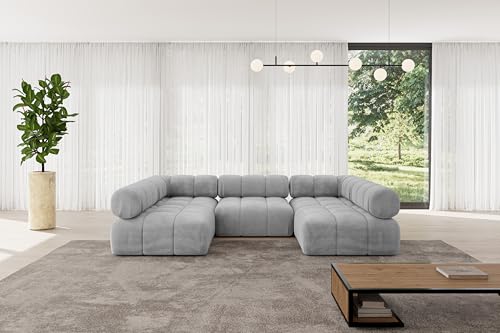 ALTDECOR Modulares Sofa Ecksofa in U-Form Corner modular Sofa Eckcouch Couch Wohnlandschaft Cauchsofa Polstersofa Garvo-U1-285x190x70 cm Hellgrau von ALTDECOR