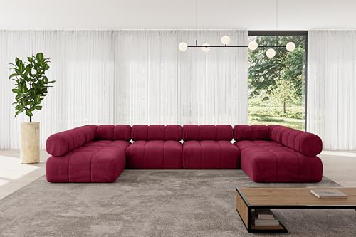 ALTDECOR Modulares Sofa Ecksofa in U-Form Corner modular Sofa Eckcouch Couch Wohnlandschaft Cauchsofa Polstersofa Garvo-U2-380x190x70 cm Bordeauxrot von ALTDECOR