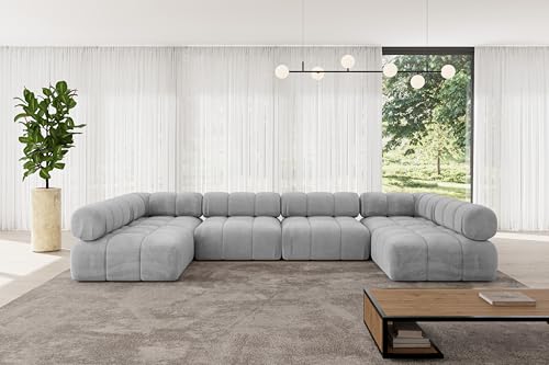 ALTDECOR Modulares Sofa Ecksofa in U-Form Corner modular Sofa Eckcouch Couch Wohnlandschaft Cauchsofa Polstersofa Garvo-U2-380x190x70 cm Hellgrau von ALTDECOR