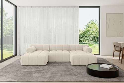 ALTDECOR Modulares Sofa Ecksofa in U-Form Corner modular Sofa Eckcouch Couch Wohnlandschaft Cauchsofa Polstersofa Tesso-U1-285x160x70 cm Beige von ALTDECOR