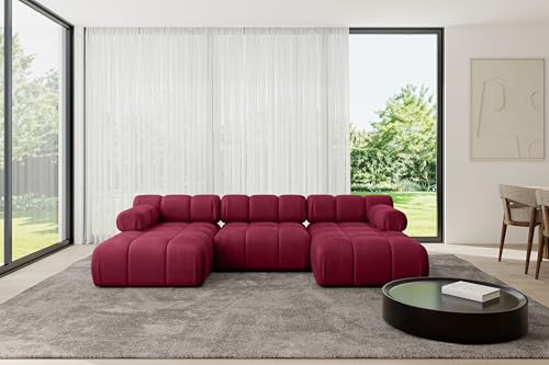 ALTDECOR Modulares Sofa Ecksofa in U-Form Corner modular Sofa Eckcouch Couch Wohnlandschaft Cauchsofa Polstersofa Tesso-U1-285x160x70 cm Bordeauxrot von ALTDECOR