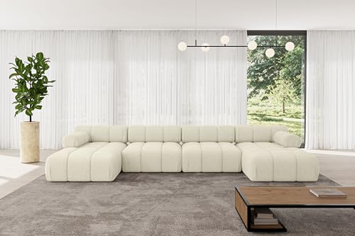 ALTDECOR Modulares Sofa Ecksofa in U-Form Corner modular Sofa Eckcouch Couch Wohnlandschaft Cauchsofa Polstersofa Tesso-U2-380x160x70 cm Beige von ALTDECOR