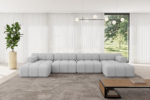 ALTDECOR Modulares Sofa Ecksofa in U-Form Corner modular Sofa Eckcouch Couch Wohnlandschaft Cauchsofa Polstersofa Tesso-U2-380x160x70 cm Hellgrau von ALTDECOR