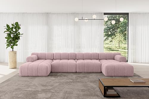 ALTDECOR Modulares Sofa Ecksofa in U-Form Corner modular Sofa Eckcouch Couch Wohnlandschaft Cauchsofa Polstersofa Tesso-U2-380x160x70 cm Rosa von ALTDECOR