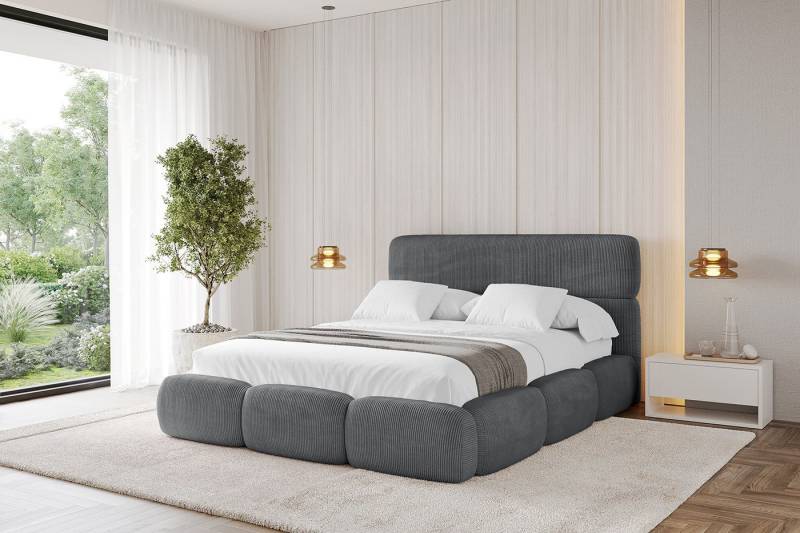 ALTDECOR Polsterbett ELVA (Polsterbett mit Bettkasten und Lattenrost, Boxbett mit Matratze), Doppelbett mit Stauraum, Bett mit Kopfteil von ALTDECOR