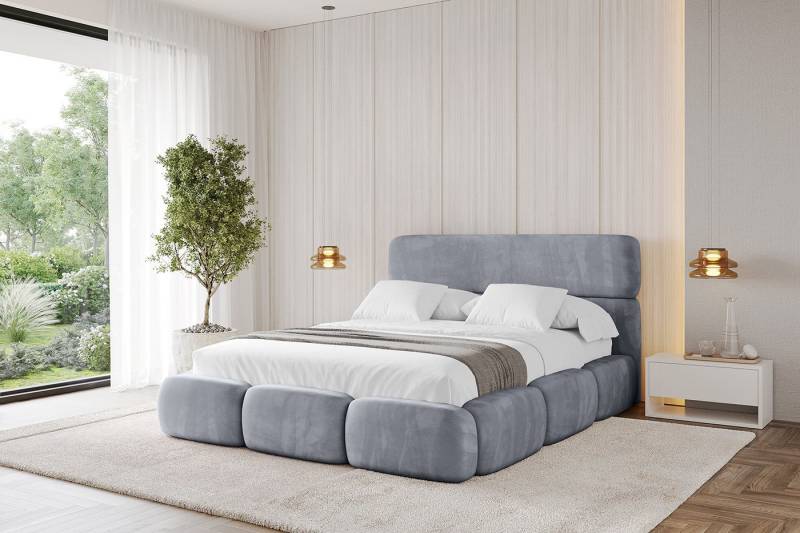 ALTDECOR Polsterbett ELVA (Polsterbett mit Bettkasten und Lattenrost, Boxbett mit Matratze), Doppelbett mit Stauraum, Bett mit Kopfteil von ALTDECOR