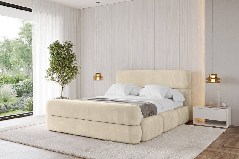ALTDECOR Polsterbett ELVA-Z (Polsterbett mit Bettkasten und Lattenrost, Boxbett mit Matratze), Doppelbett mit Stauraum, Bett mit Kopfteil von ALTDECOR