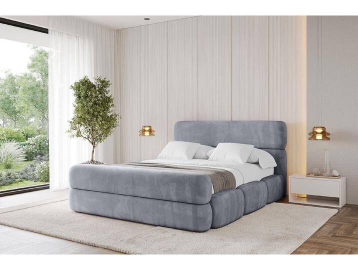 ALTDECOR Polsterbett ELVA-Z (Polsterbett mit Bettkasten und Lattenrost, Boxbett ohne Matratze), Doppelbett mit Stauraum, Bett mit Kopfteil, grau von ALTDECOR