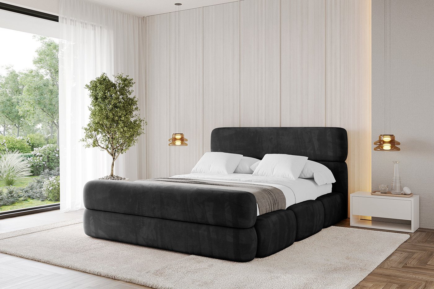 ALTDECOR Polsterbett ELVA-Z (Polsterbett mit Bettkasten und Lattenrost, Boxbett ohne Matratze), Doppelbett mit Stauraum, Bett mit Kopfteil von ALTDECOR