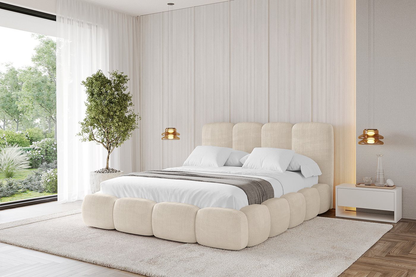 ALTDECOR Polsterbett KALA (Polsterbett mit Bettkasten und Lattenrost, Boxbett ohne Matratze), Doppelbett mit Stauraum, Bett mit Kopfteil von ALTDECOR