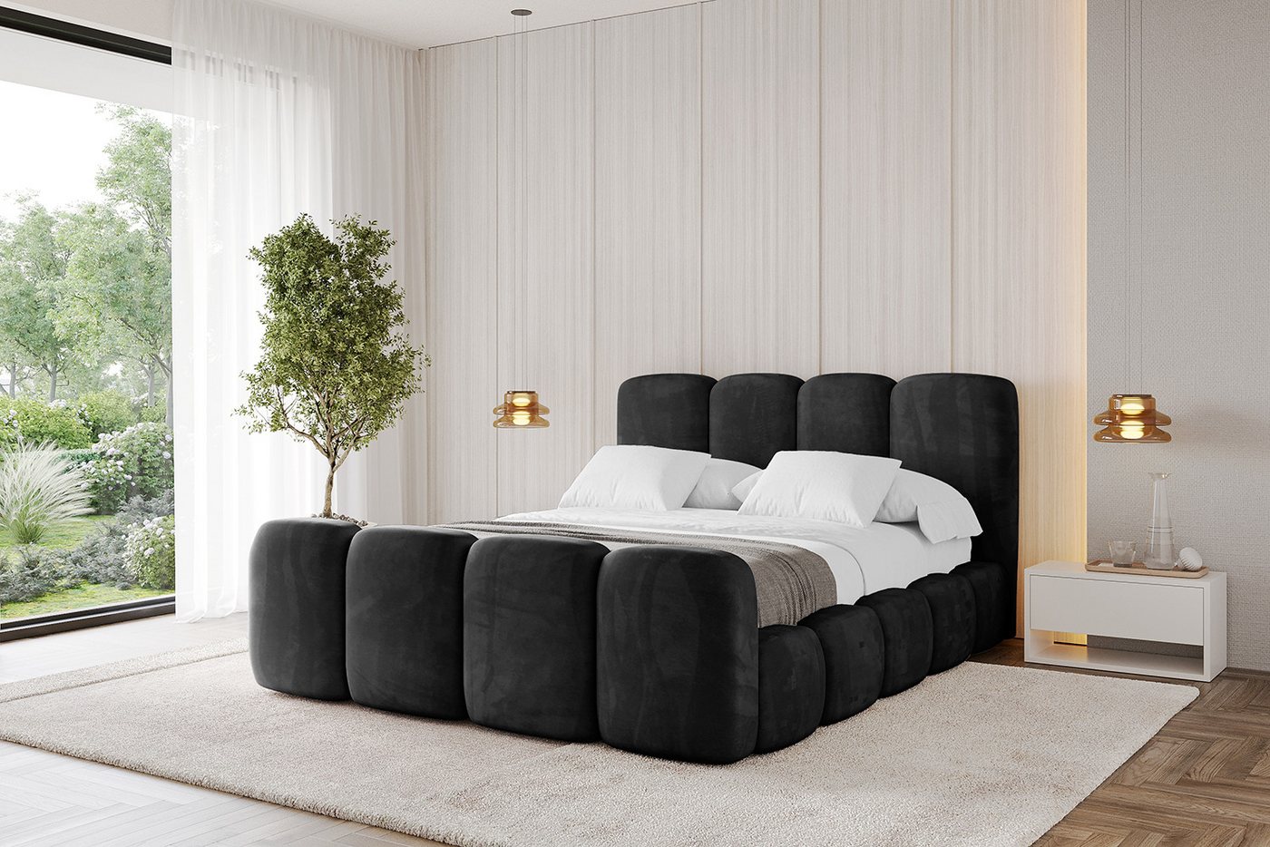 ALTDECOR Polsterbett KALA-Z (Polsterbett mit Bettkasten und Lattenrost, Boxbett ohne Matratze), Doppelbett mit Stauraum, Bett mit Kopfteil von ALTDECOR