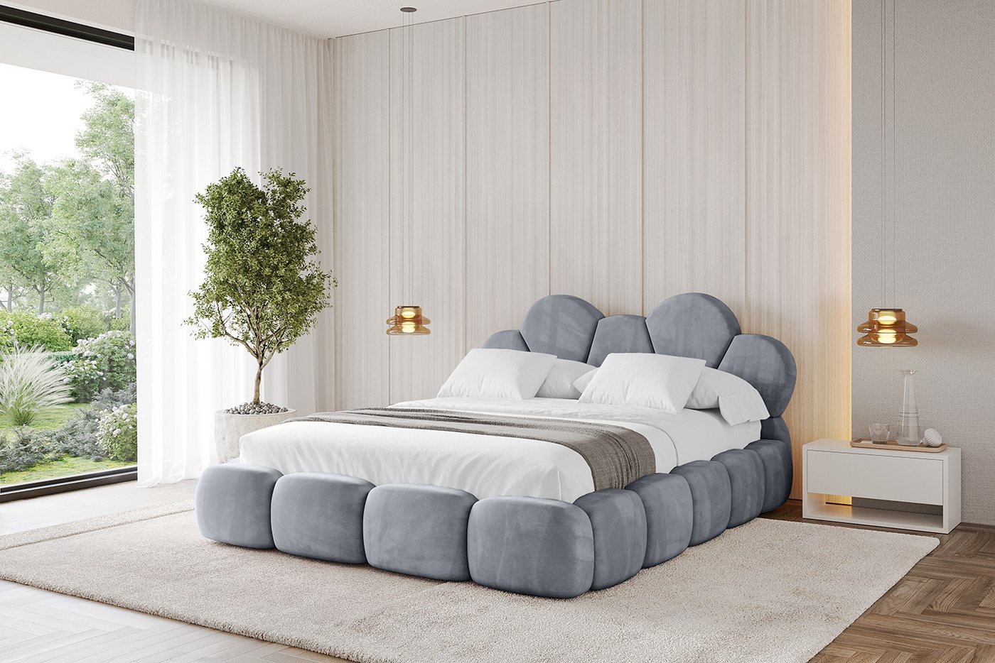 ALTDECOR Polsterbett LANA (Polsterbett mit Bettkasten und Lattenrost, Boxbett mit Matratze), Doppelbett mit Stauraum, Bett mit Kopfteil von ALTDECOR