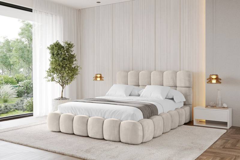 ALTDECOR Polsterbett LEYA (Polsterbett mit Bettkasten und Lattenrost, Boxbett ohne Matratze), Doppelbett mit Stauraum, Bett mit Kopfteil von ALTDECOR