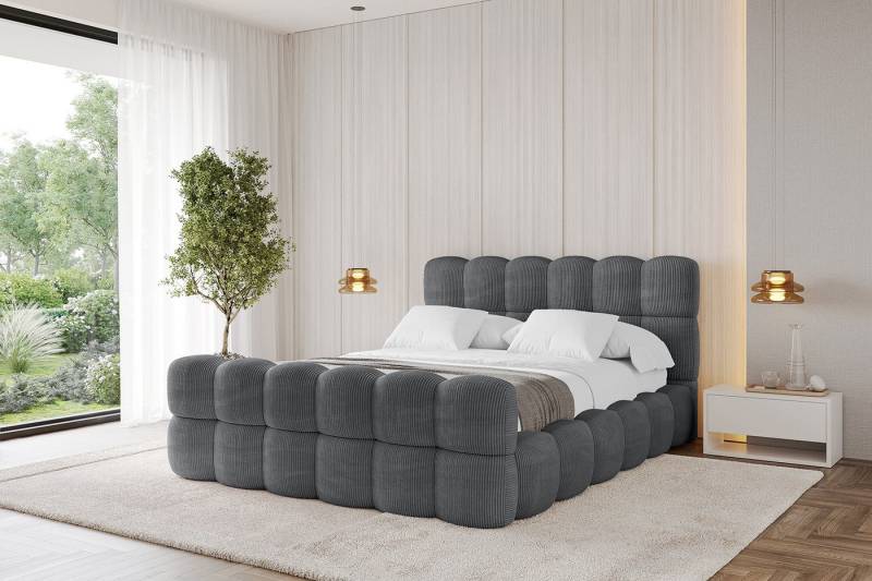 ALTDECOR Polsterbett LEYA-Z (Polsterbett mit Bettkasten und Lattenrost, Boxbett mit Matratze), Doppelbett mit Stauraum, Bett mit Kopfteil von ALTDECOR