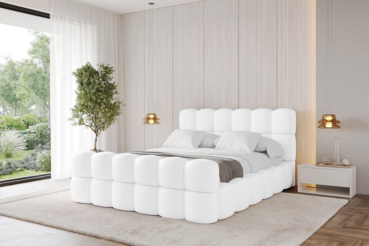 ALTDECOR Polsterbett LEYA-Z (Polsterbett mit Bettkasten und Lattenrost, Boxbett ohne Matratze), Doppelbett mit Stauraum, Bett mit Kopfteil von ALTDECOR