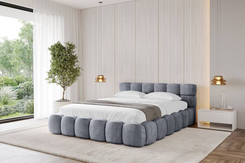 ALTDECOR Polsterbett LEYA-v1 (Polsterbett mit Bettkasten und Lattenrost, Boxbett mit Matratze), Doppelbett mit Stauraum, Bett mit Kopfteil von ALTDECOR