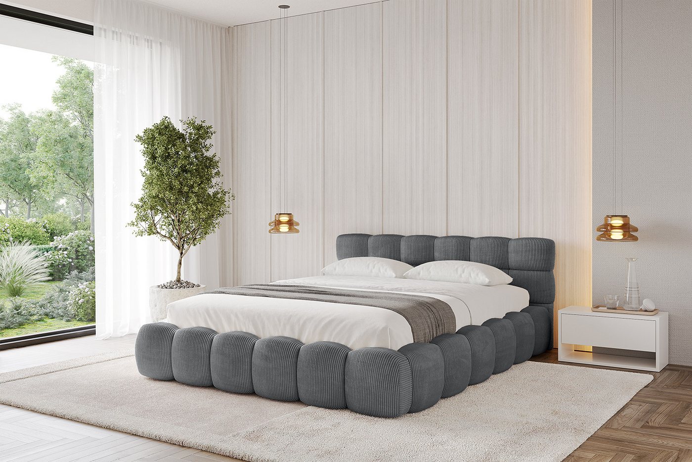 ALTDECOR Polsterbett LEYA-v1 (Polsterbett mit Bettkasten und Lattenrost, Boxbett mit Matratze), Doppelbett mit Stauraum, Bett mit Kopfteil von ALTDECOR