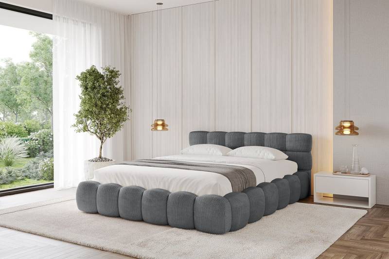 ALTDECOR Polsterbett LEYA-v1 (Polsterbett mit Bettkasten und Lattenrost, Boxbett mit Matratze), Doppelbett mit Stauraum, Bett mit Kopfteil von ALTDECOR