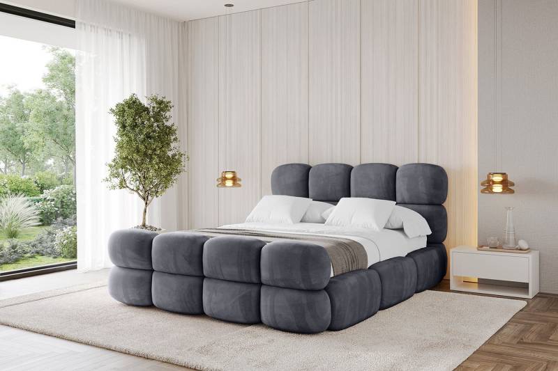 ALTDECOR Polsterbett NOMA-Z (Polsterbett mit Bettkasten und Lattenrost, Boxbett mit Matratze), Doppelbett mit Stauraum, Bett mit Kopfteil von ALTDECOR