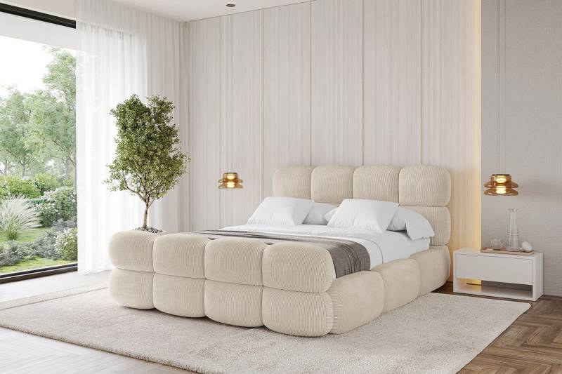 ALTDECOR Polsterbett NOMA-Z (Polsterbett mit Bettkasten und Lattenrost, Boxbett ohne Matratze), Doppelbett mit Stauraum, Bett mit Kopfteil von ALTDECOR