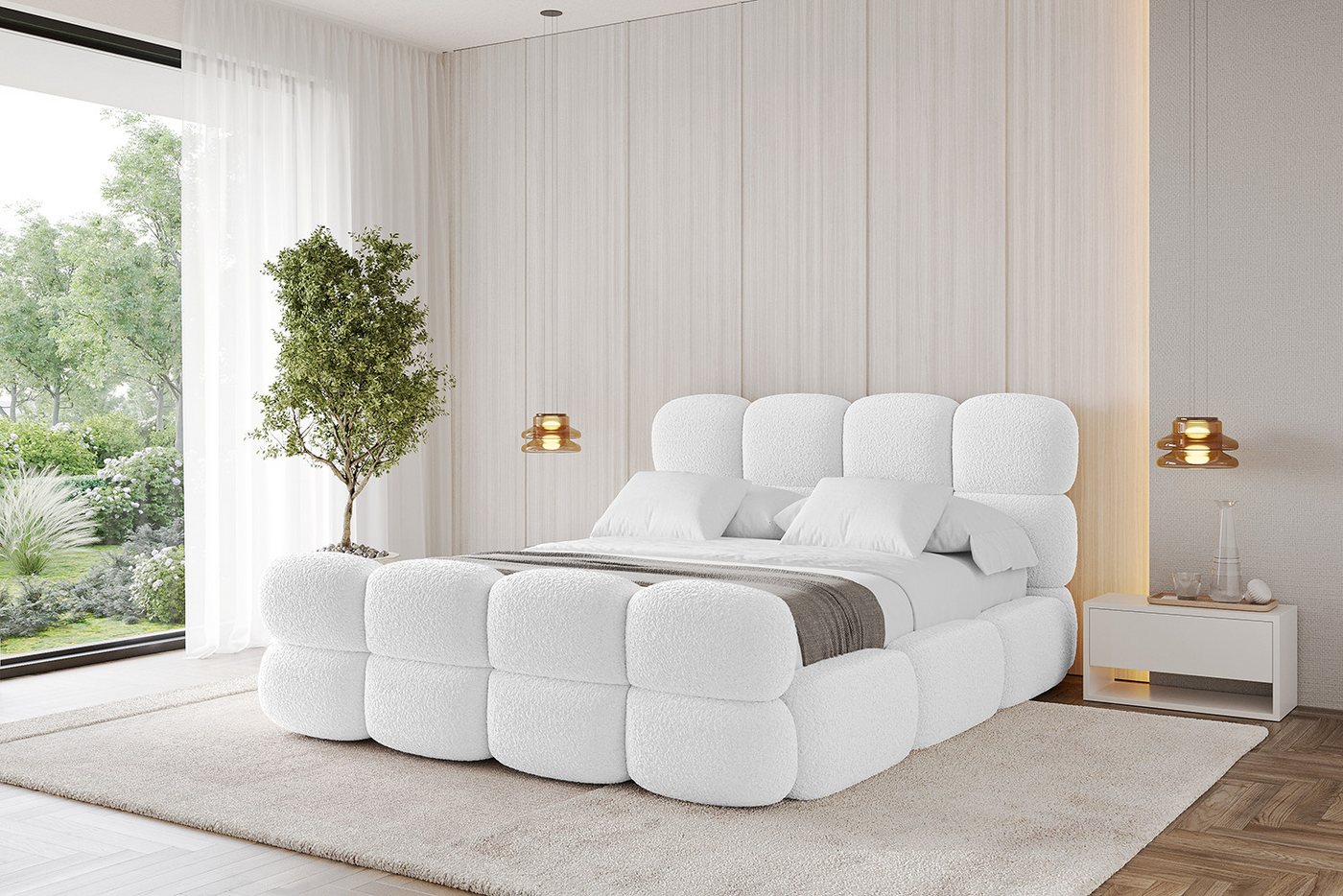 ALTDECOR Polsterbett NOMA-Z (Polsterbett mit Bettkasten und Lattenrost, Boxbett ohne Matratze), Doppelbett mit Stauraum, Bett mit Kopfteil von ALTDECOR