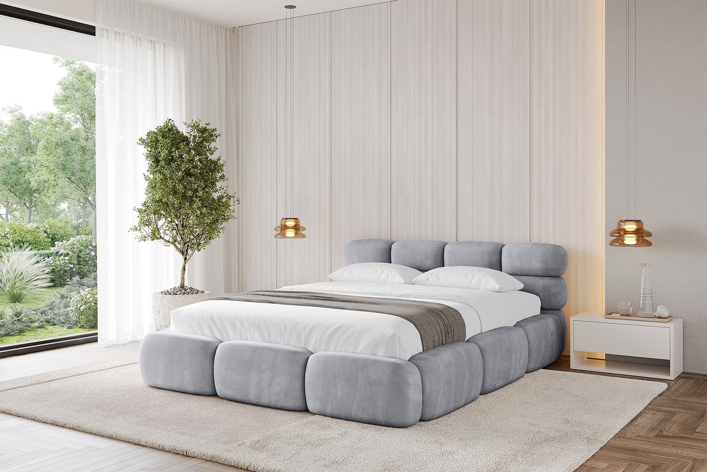 ALTDECOR Polsterbett NOMA-v1 (Polsterbett mit Bettkasten und Lattenrost, Boxbett mit Matratze), Doppelbett mit Stauraum, Bett mit Kopfteil von ALTDECOR