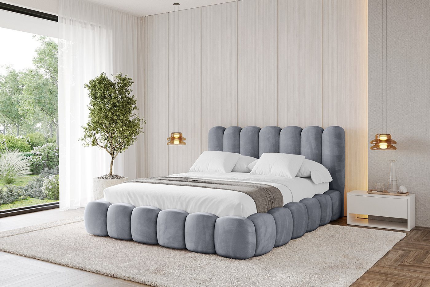 ALTDECOR Polsterbett SENA (Polsterbett mit Bettkasten und Lattenrost, Boxbett mit Matratze), Doppelbett mit Stauraum, Bett mit Kopfteil von ALTDECOR