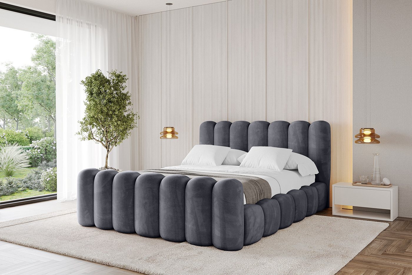 ALTDECOR Polsterbett SENA-Z (Polsterbett mit Bettkasten und Lattenrost, Boxbett mit Matratze), Doppelbett mit Stauraum, Bett mit Kopfteil von ALTDECOR