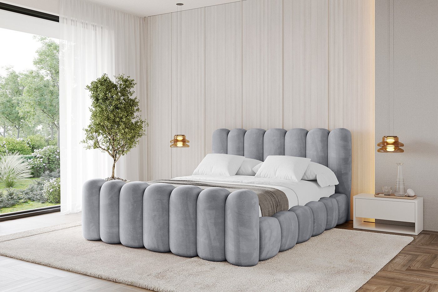 ALTDECOR Polsterbett SENA-Z (Polsterbett mit Bettkasten und Lattenrost, Boxbett mit Matratze), Doppelbett mit Stauraum, Bett mit Kopfteil von ALTDECOR