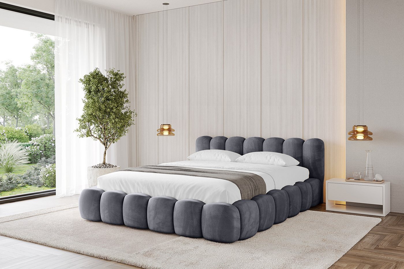 ALTDECOR Polsterbett SENA-v1 (Polsterbett mit Bettkasten und Lattenrost, Boxbett ohne Matratze), Doppelbett mit Stauraum, Bett mit Kopfteil von ALTDECOR