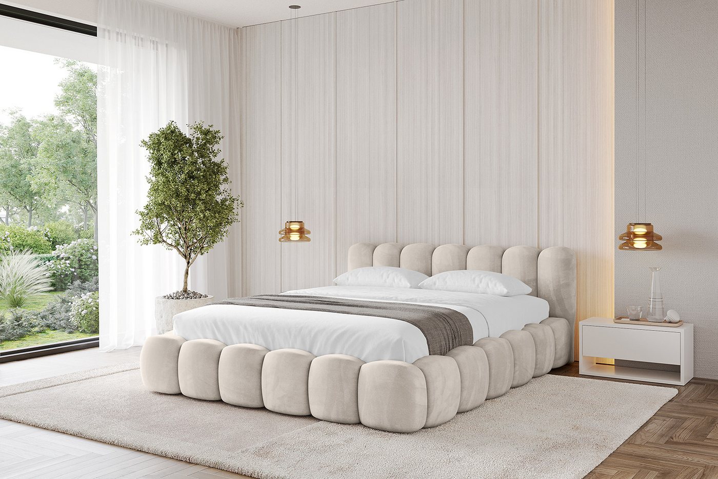 ALTDECOR Polsterbett SENA-v1 (Polsterbett mit Bettkasten und Lattenrost, Boxbett ohne Matratze), Doppelbett mit Stauraum, Bett mit Kopfteil von ALTDECOR