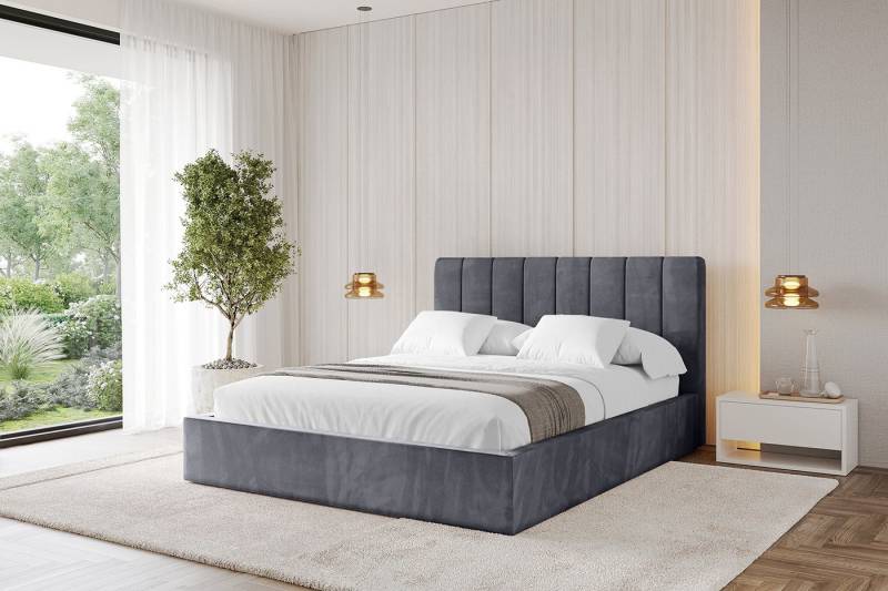 ALTDECOR Polsterbett STERA (Polsterbett mit Bettkasten und Lattenrost, Boxbett mit Matratze), Doppelbett mit Stauraum, Bett mit Kopfteil von ALTDECOR