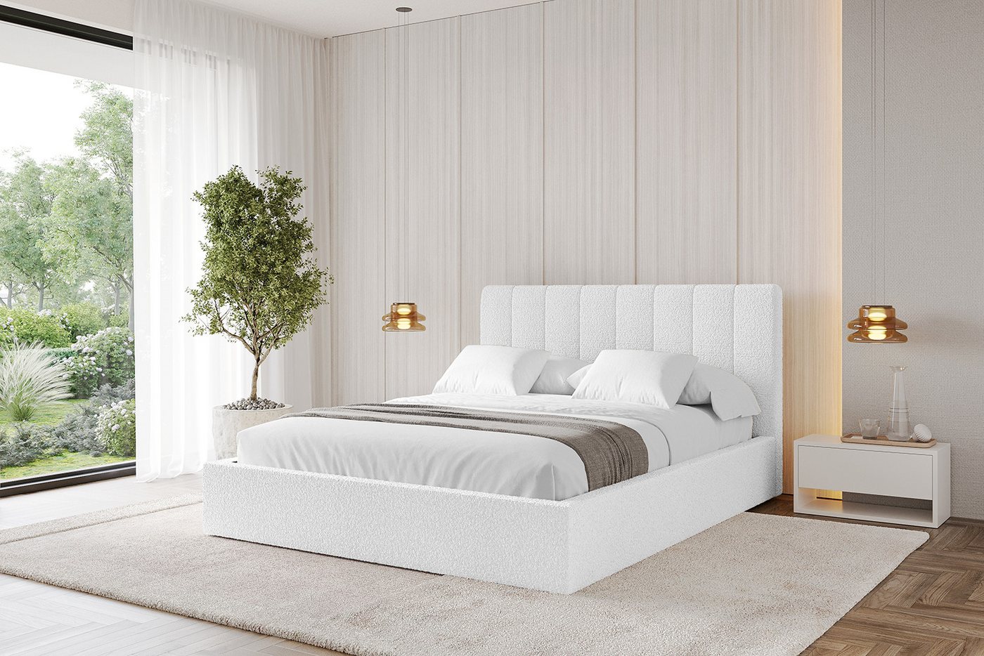 ALTDECOR Polsterbett STERA (Polsterbett mit Bettkasten und Lattenrost, Boxbett ohne Matratze), Doppelbett mit Stauraum, Bett mit Kopfteil von ALTDECOR