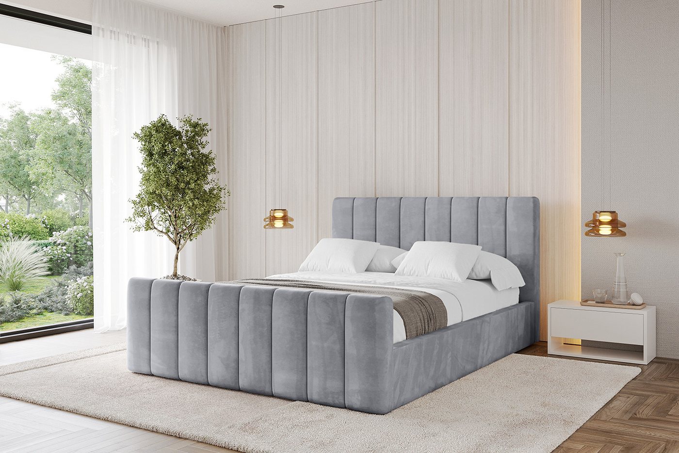 ALTDECOR Polsterbett STERA-Z (Polsterbett mit Bettkasten und Lattenrost, Boxbett mit Matratze), Doppelbett mit Stauraum, Bett mit Kopfteil von ALTDECOR