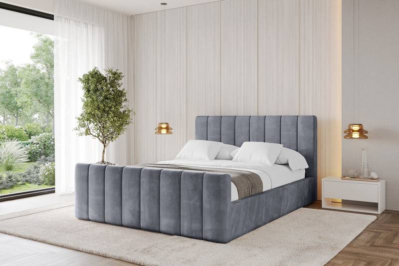 ALTDECOR Polsterbett STERA-Z (Polsterbett mit Bettkasten und Lattenrost, Boxbett mit Matratze), Doppelbett mit Stauraum, Bett mit Kopfteil von ALTDECOR