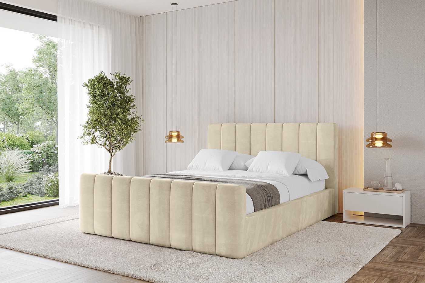 ALTDECOR Polsterbett STERA-Z (Polsterbett mit Bettkasten und Lattenrost, Boxbett ohne Matratze), Doppelbett mit Stauraum, Bett mit Kopfteil von ALTDECOR