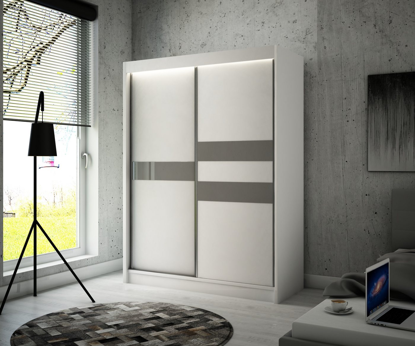 ALTDECOR Schiebetürenschrank ARRI (Kleiderschrank Aluminium-Leisten Lacobel-türen) von ALTDECOR