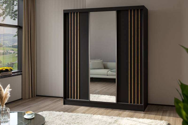 ALTDECOR Schiebetürenschrank NALLA (Kleiderschrank Aluminium-Leisten Lamelle, Spiegel) von ALTDECOR