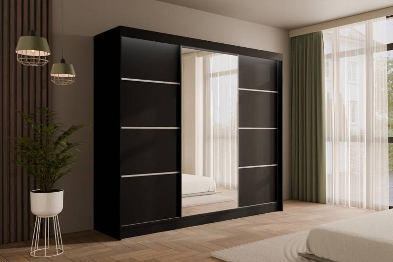 ALTDECOR Schiebetürenschrank PAOKI (Kleiderschrank Garderobenschrank mit viel Stauraum Moderner Schrank) Spiegel Spiegeltüren Vielseitiger Schwebetürenschrank LED Beleuchtung von ALTDECOR