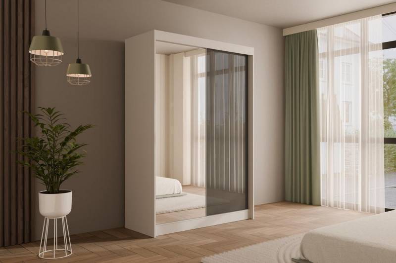 ALTDECOR Schiebetürenschrank VESLI (Kleiderschrank Garderobenschrank mit viel Stauraum Moderner Schrank) Spiegel Spiegeltüren Vielseitiger Schwebetürenschrank LED Beleuchtung von ALTDECOR