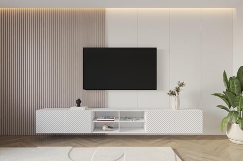 ALTDECOR TV-Schrank ZENO-W mit Gefrästen Fronten 3x100x40x41 Lowboard hängend, TV Möbel, TV Cabinet, Fernsehtisch, Fernsehschrank, TV Kommode, TV Tisch, TV Sideboard, TV Board - Weiß ALTDECOR TV-Schrank ZENO-W mit Gefrästen Fronten 3x100x40x41 Lowboard hängend, TV Möbel, TV Cabinet, Fernsehtisch, Fernsehschrank, TV Kommode, TV Tisch, TV Sideboard, TV Board - Weiß von ALTDECOR