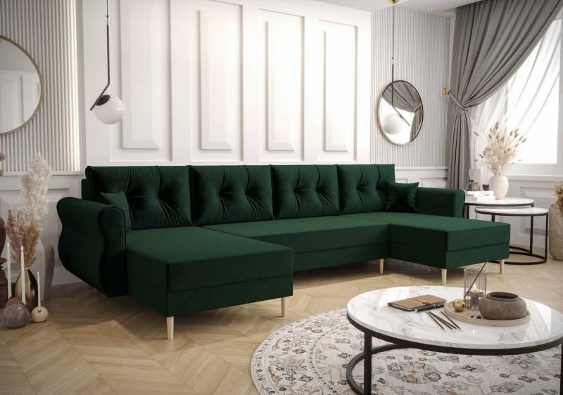 ALTDECOR Wohnlandschaft APOL-U, Couch mit Schlaffunktion, Stauraum Ecksofa Funktionsecke U-Form, Corner Sofa Bett Eckcouch Couch L-Form Schlafcouch Ausziehbar von ALTDECOR