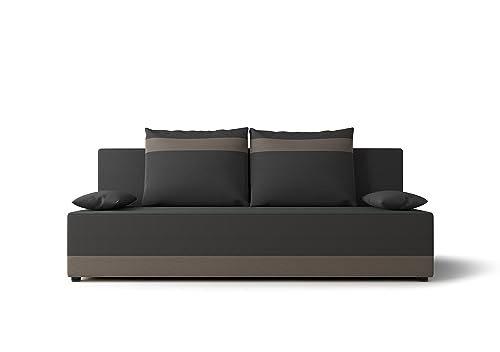 ALTDECOR Wohnzimmer Couch mit Schlaffunktion, Polstercouch rückenecht gepolstert, ideal als Gästebett - TOLEDI - 190x80x89 cm Grau von ALTDECOR