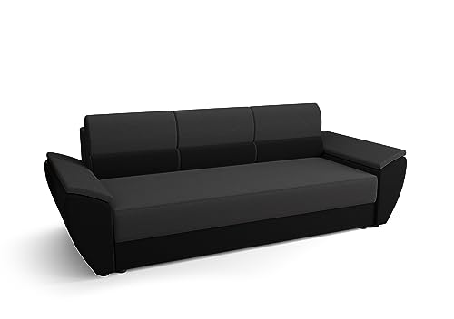 ALTDECOR Wohnzimmer Couch mit Schlaffunktion, Polstercouch rückenecht gepolstert, ideal als Gästebett - REB-BIS - 240x80x78 cm Schwarz/Grau von ALTDECOR