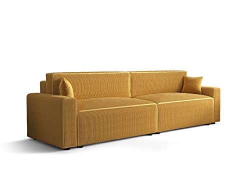 ALTDECOR Wohnzimmer Couch mit Schlaffunktion, Polstercouch rückenecht gepolstert, ideal als Gästebett - MIRI-X2-BIS - 292x85x90 cm Gelb von ALTDECOR