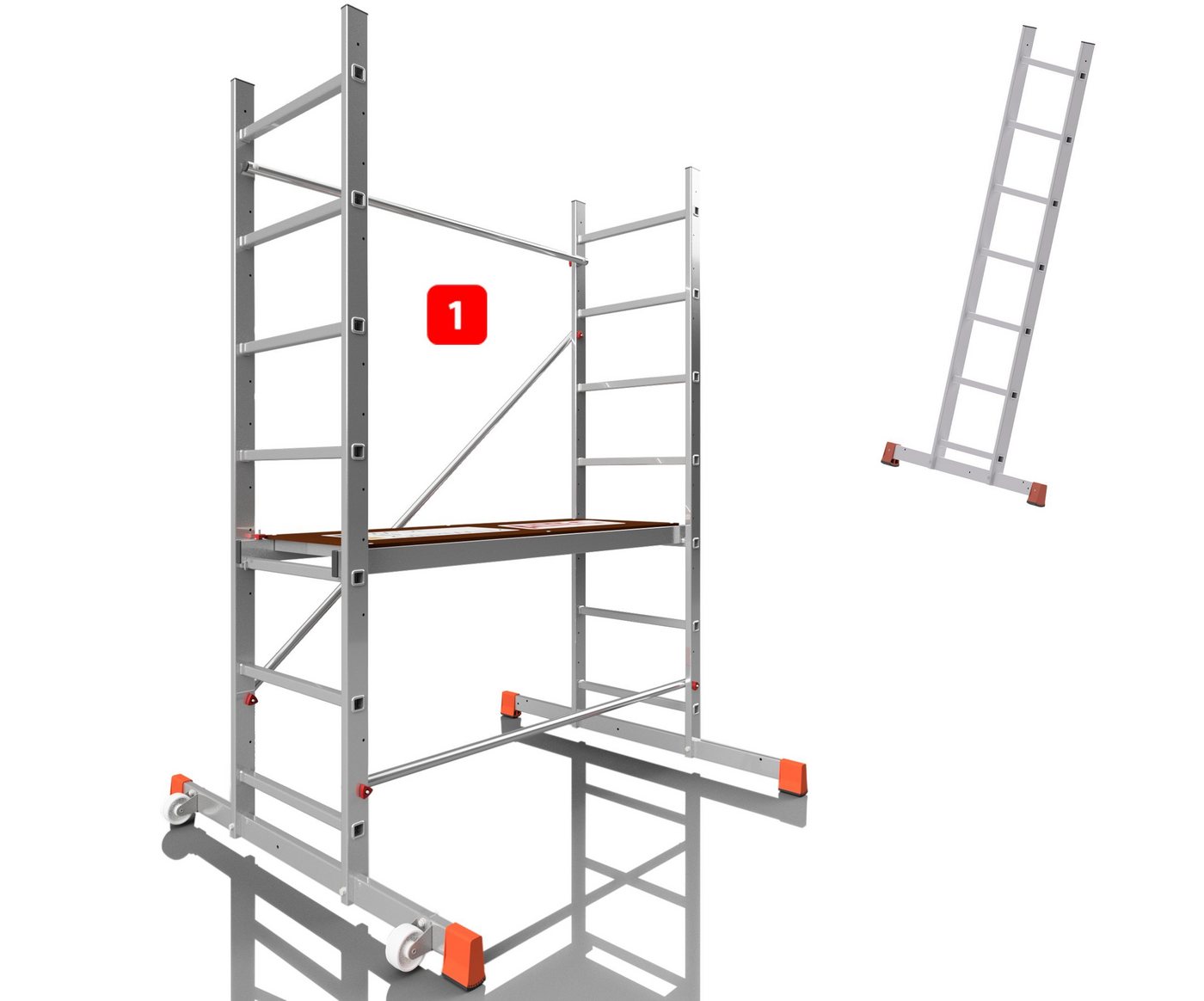 ALTEC Aluminium Fahrgerüst ALTEC AluCombine® 3.0, Alu Fahrgerüst mit 2 Bockrollen & Wandanker, maximale Arbeitshöhe 7 Meter von ALTEC Aluminium