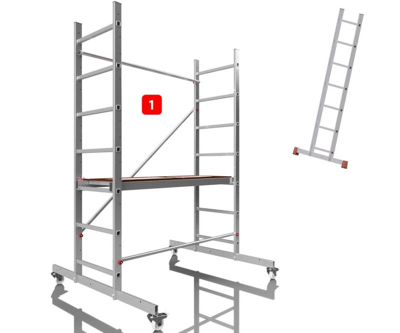 ALTEC Aluminium Fahrgerüst AluCombine® 3.0, Alu Fahrgerüst mit 4 Laufrollen & Wandanker, maximale Arbeitshöhe 7 Meter von ALTEC Aluminium