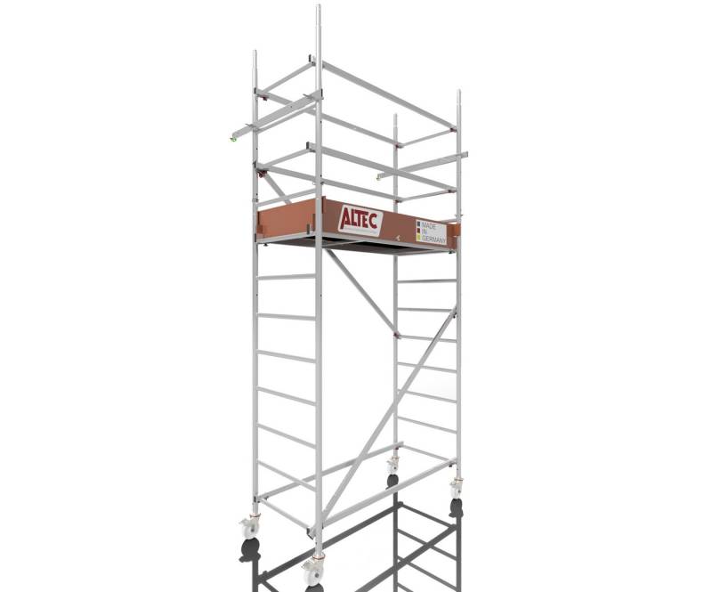 ALTEC Aluminium Fahrgerüst Rollfix 2.0 400 mit Ø125mm Rollen und Wandanker, Made in Germany, Arbeitshöhe 4 Meter von ALTEC Aluminium