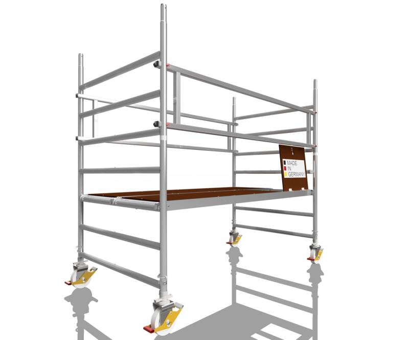 ALTEC Aluminium Fahrgerüst AluLight®, 135cm breit, mit Ø200mm Rollen, höhenverstellbar, maximale Arbeitshöhe 14 Meter von ALTEC Aluminium