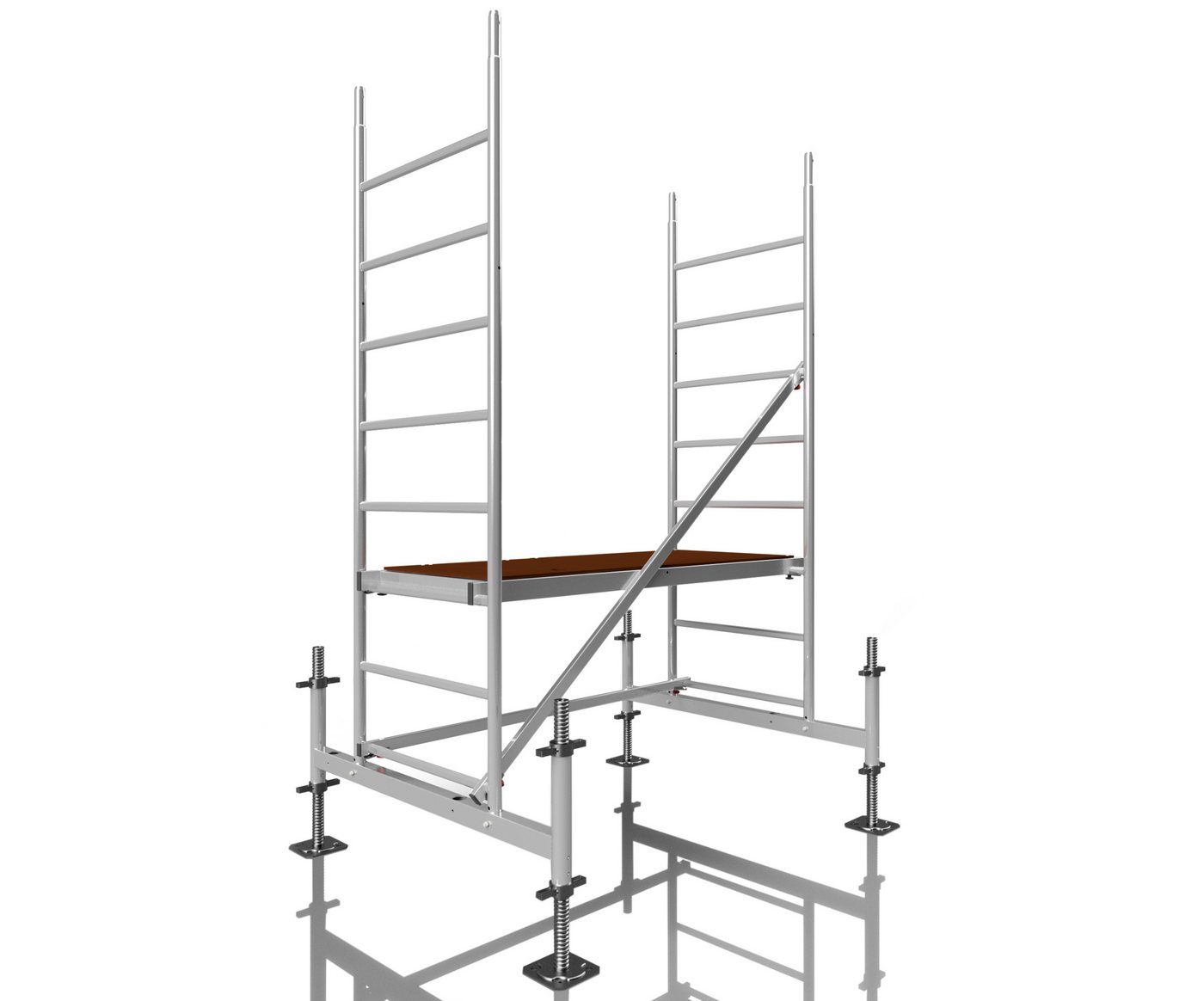 ALTEC Aluminium Fahrgerüst Rollfix 1.0 mit Fußplatten, Standardtraverse & Wandanker, maximale Arbeitshöhe 10 Meter von ALTEC Aluminium